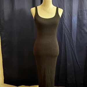 black skin tight maxi dress